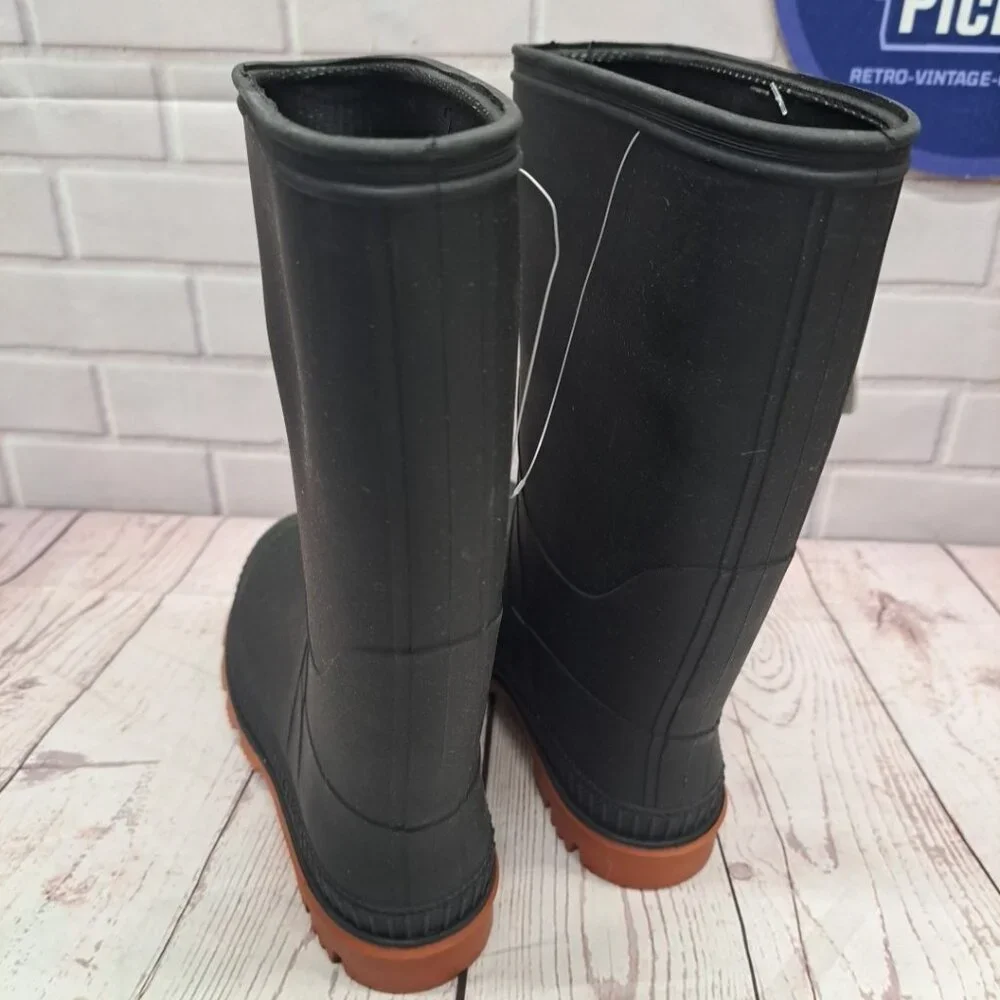 Wonder Nation Youth Boys Black TPE Rubber Lined Slip-on Chore Rain Boots: 3